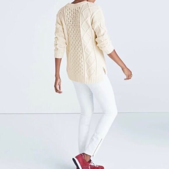 Madewell Classic Cable Knit Sweater Fisherman Minimalist Beachy Coastal Chunky S - Picture 7 of 9